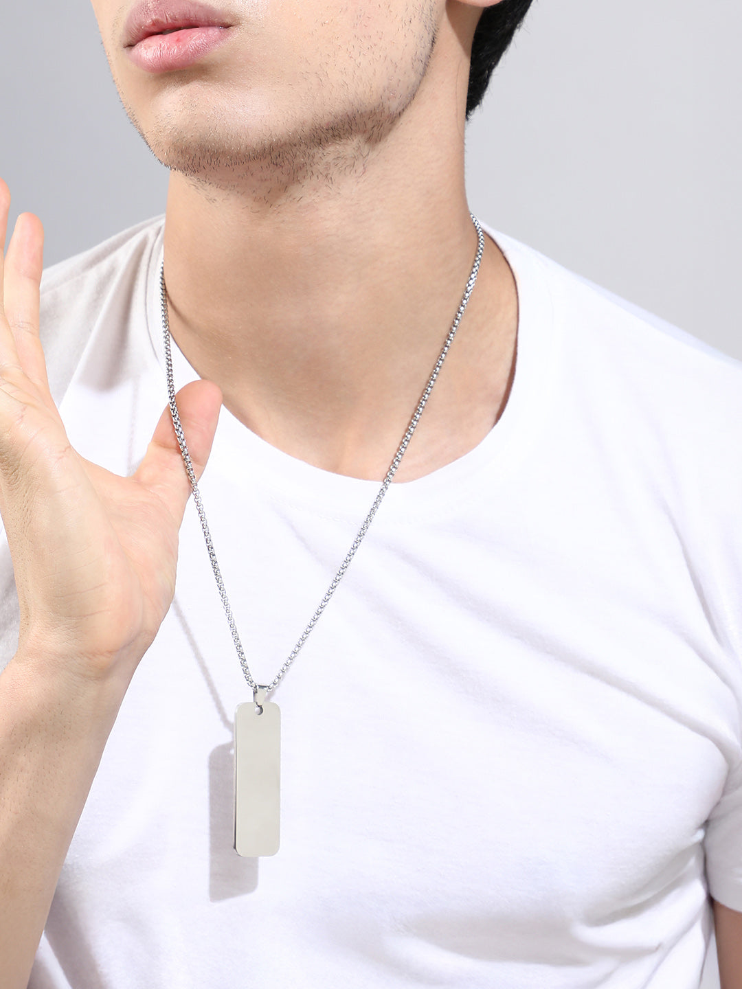 The Slate Pendant Necklace - Metallic Silver