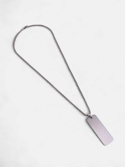 The Slate Pendant Necklace - Metallic Silver