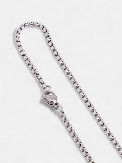 The Swirl-Monolith Pendant Necklace - Metallic Silver