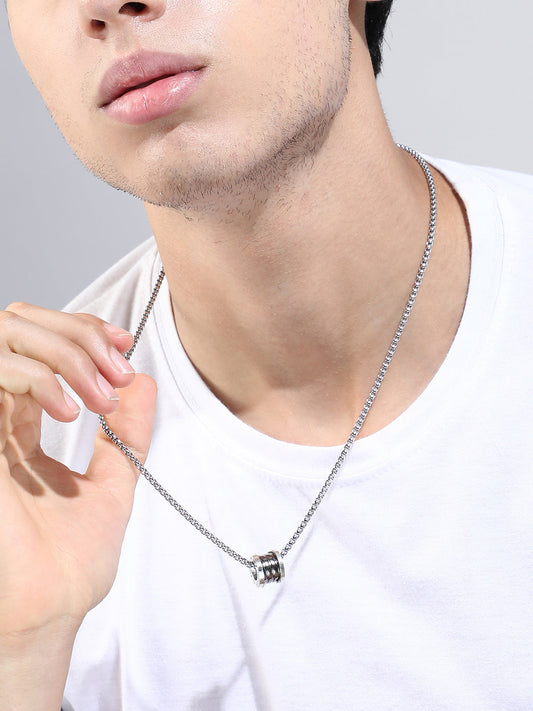 The Spool Pendant Necklace - Metallic Silver