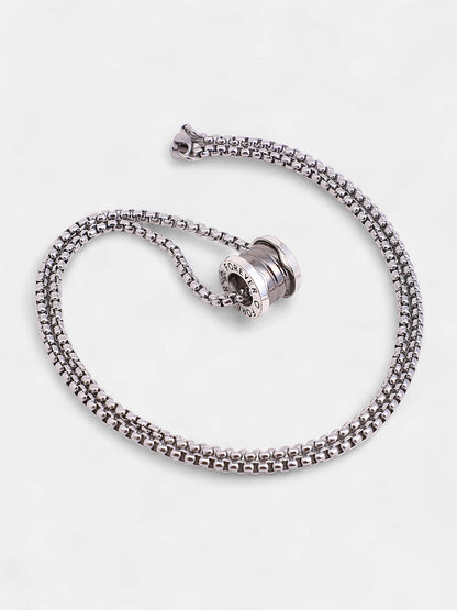 The Spool Pendant Necklace - Metallic Silver