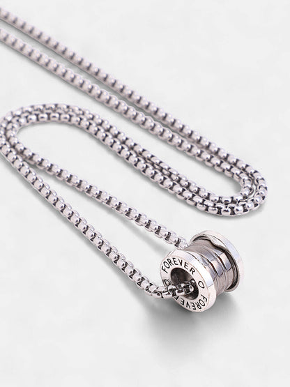 The Spool Pendant Necklace - Metallic Silver