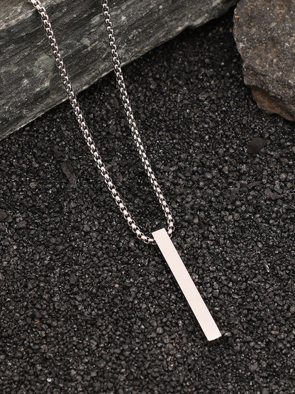 The Monolith Pendant Necklace - Metallic Silver