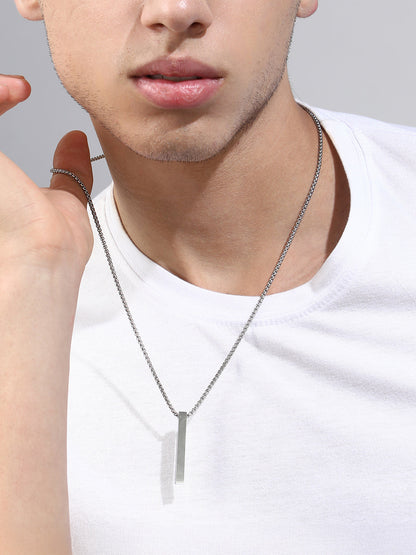 The Monolith Pendant Necklace - Metallic Silver