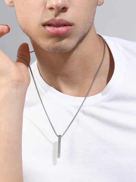 The Monolith Pendant Necklace - Metallic Silver