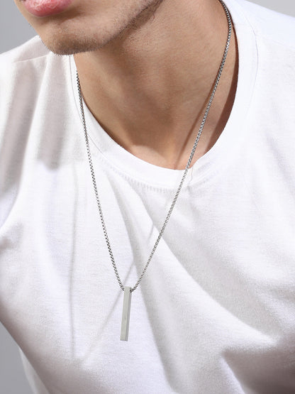 The Monolith Pendant Necklace - Metallic Silver