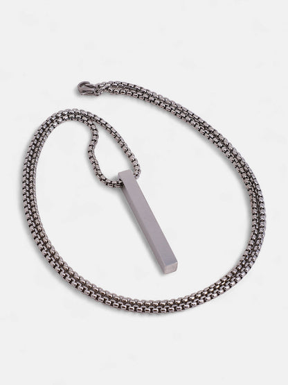 The Monolith Pendant Necklace - Metallic Silver