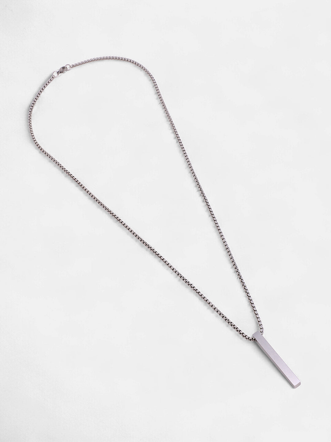 The Monolith Pendant Necklace - Metallic Silver
