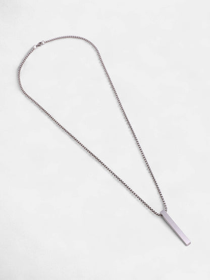 The Monolith Pendant Necklace - Metallic Silver