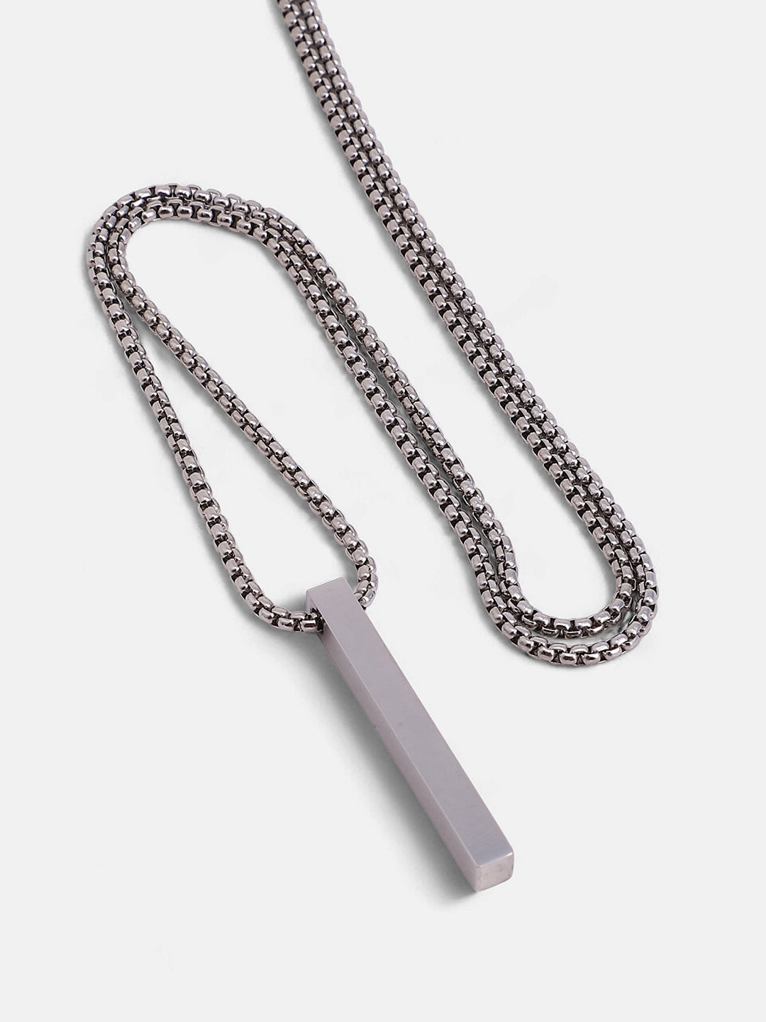 The Monolith Pendant Necklace - Metallic Silver