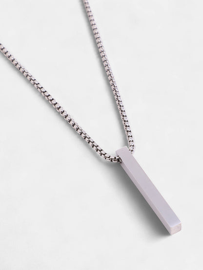 The Monolith Pendant Necklace - Metallic Silver