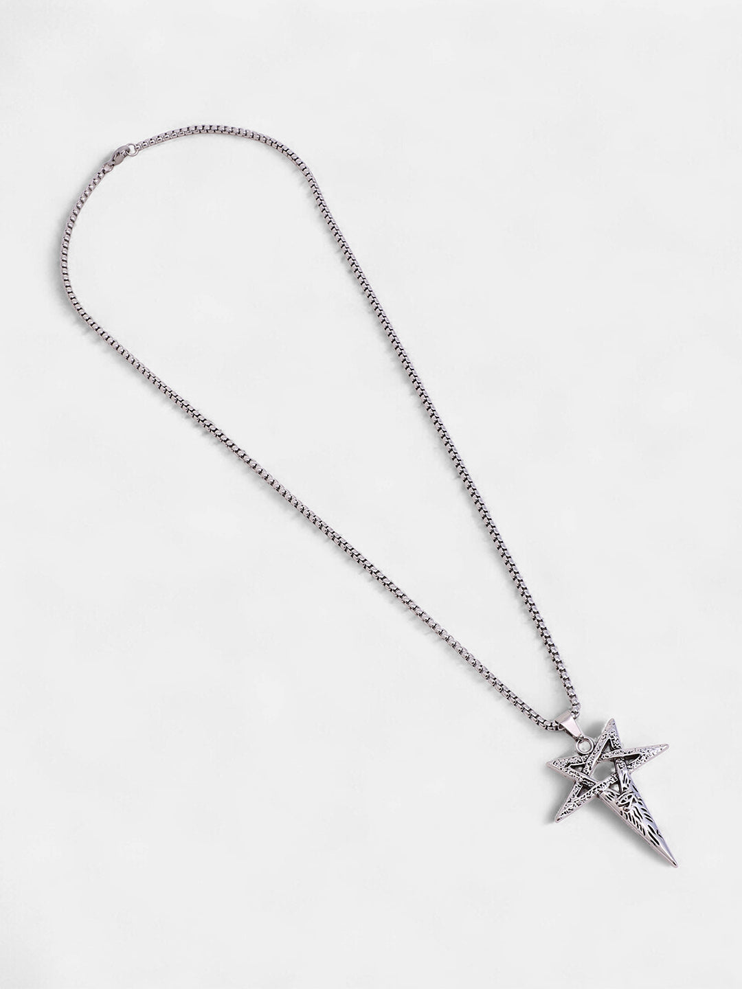 The Celestrial-Cross Pendant Necklace - Metallic Silver