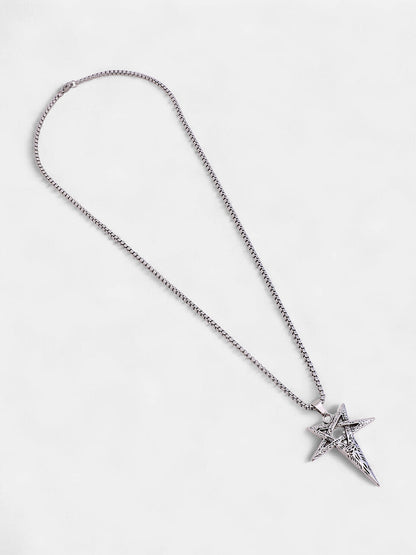 The Celestrial-Cross Pendant Necklace - Metallic Silver