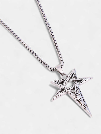The Celestrial-Cross Pendant Necklace - Metallic Silver