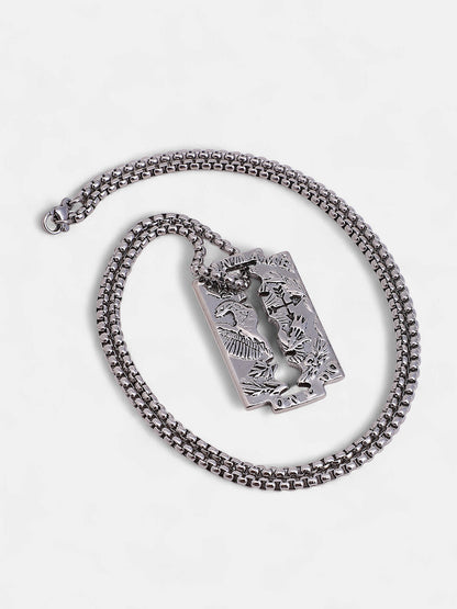 The Eagle-Blade Pendant Necklace - Metallic Silver