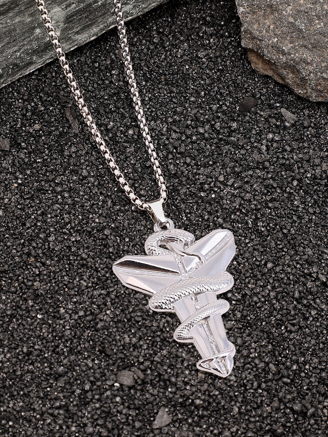 The Snakehead Pendant Necklace - Metallic Silver