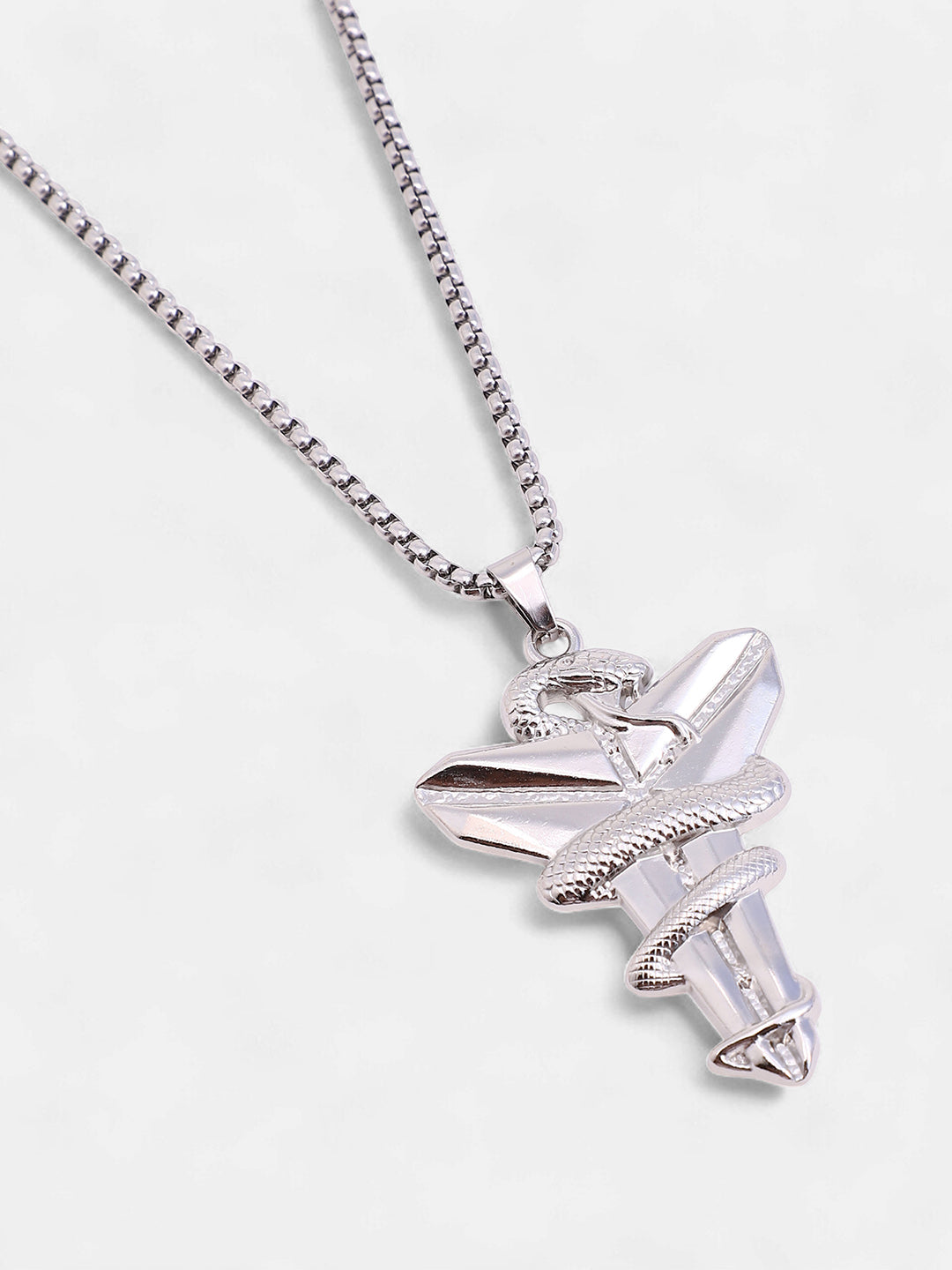 The Snakehead Pendant Necklace - Metallic Silver