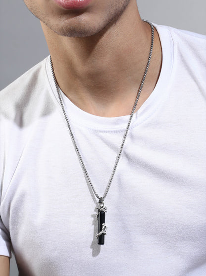 The Snake-Wrap Pendant Necklace - Metallic Silver