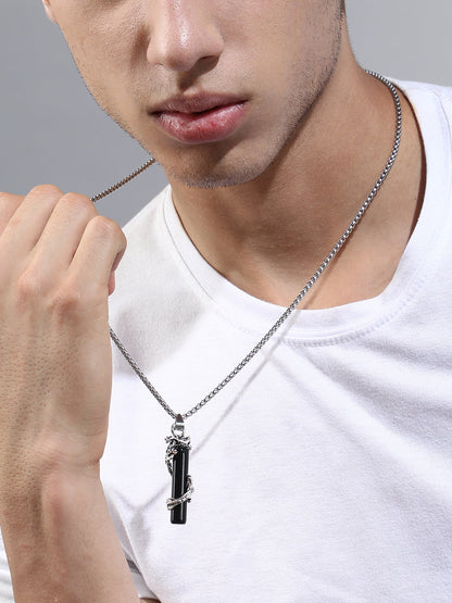 The Snake-Wrap Pendant Necklace - Metallic Silver