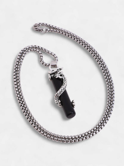 The Snake-Wrap Pendant Necklace - Metallic Silver