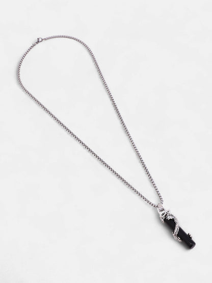 The Snake-Wrap Pendant Necklace - Metallic Silver