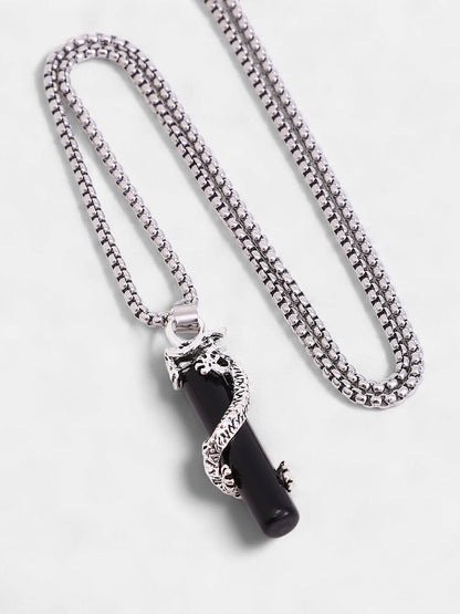The Snake-Wrap Pendant Necklace - Metallic Silver