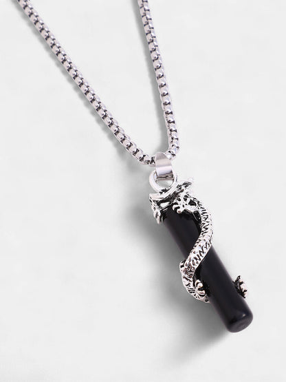 The Snake-Wrap Pendant Necklace - Metallic Silver