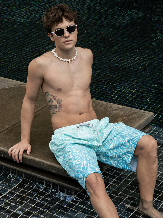 The Ombre Swirl Swim Shorts - Sea Green