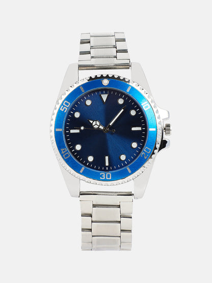The Ribbed Round Watch With Link Bracelet Combo