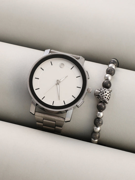 The Bijou Round Watch With Beaded Bracelet Combo