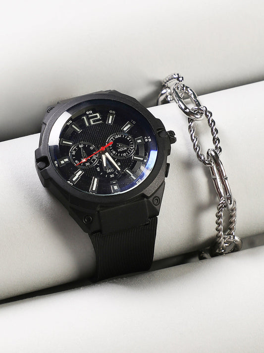 The Aetheris Round Watch With Link Bracelet Combo