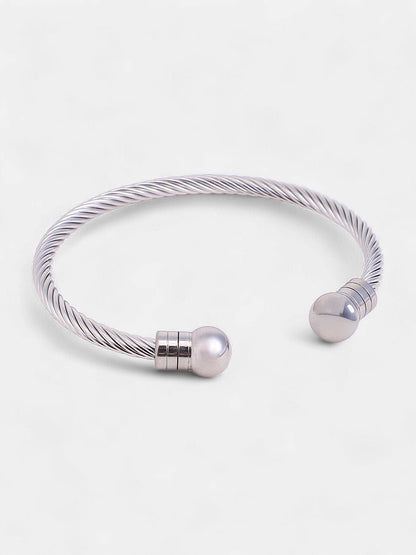 The Ribbed Round Watch With Cuff Bracelet Combo