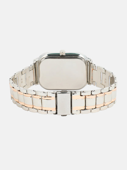The Noir Rectangular Watch With Cuff Bracelet Combo