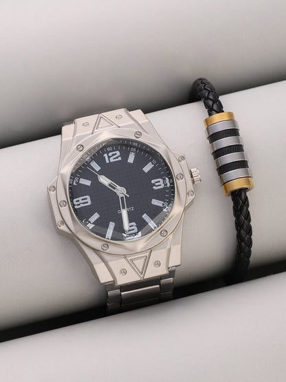 The Torque Driftor Round Watch With Leather Bracelet Combo