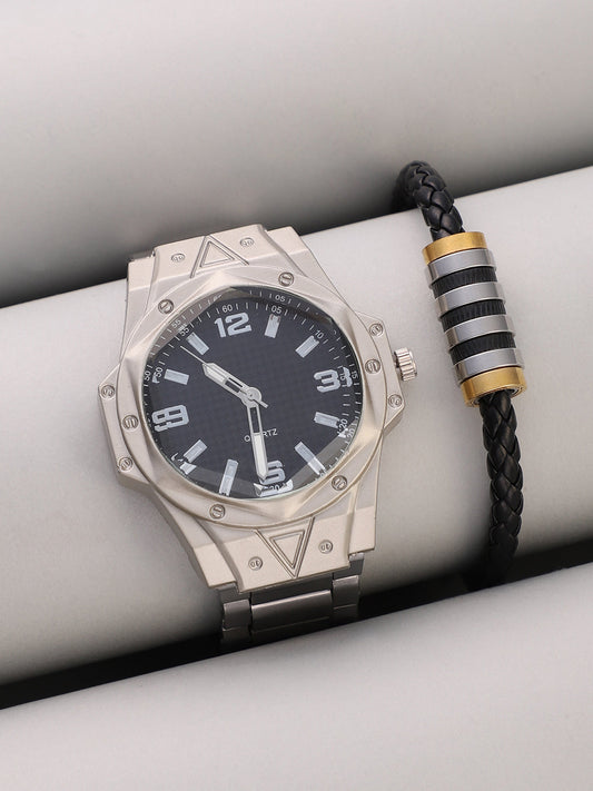 The Torque Driftor Round Watch With Leather Bracelet Combo