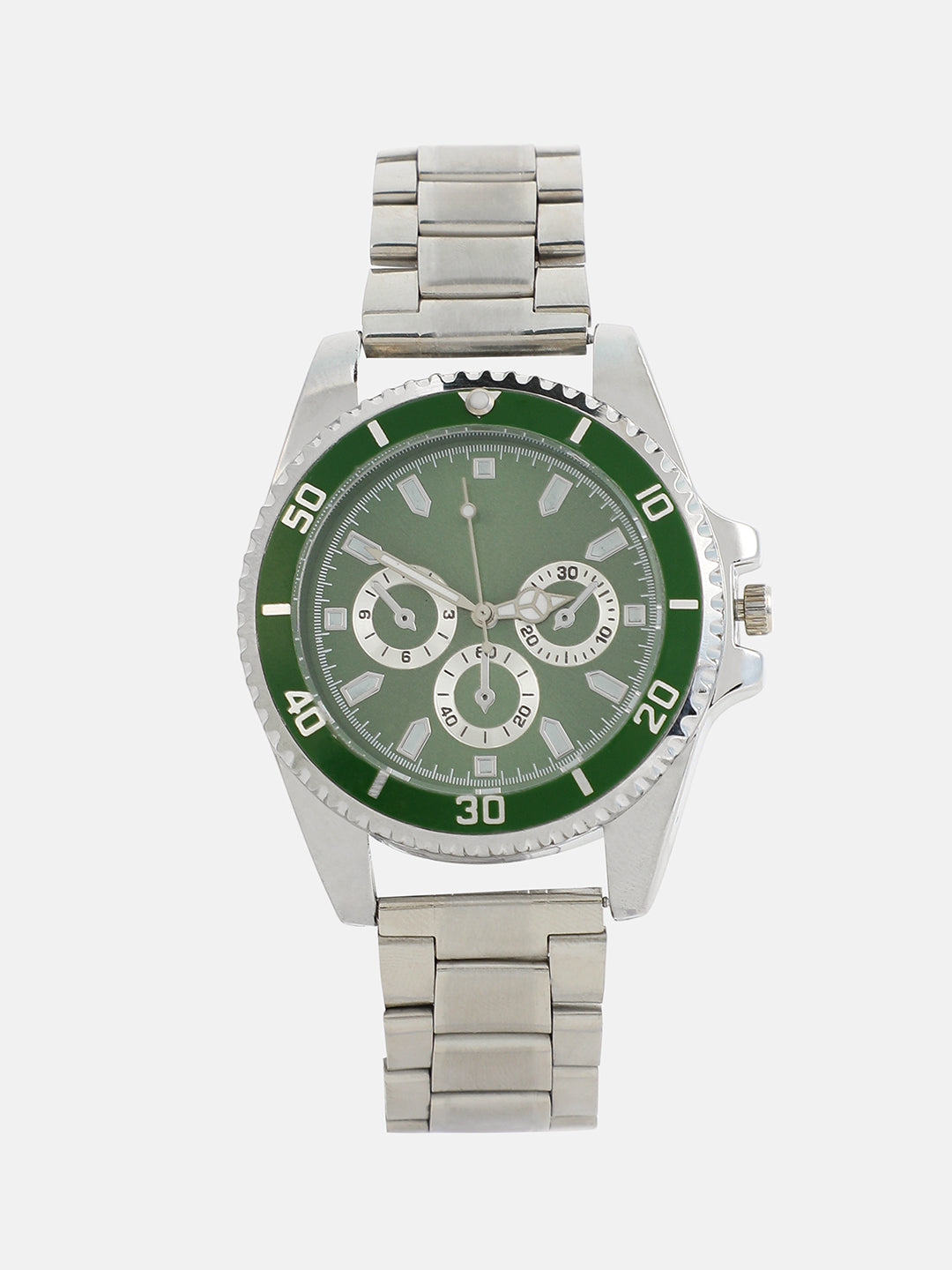 The Ribbed Four-Dial Round Watch With Tennis Bracelet Combo