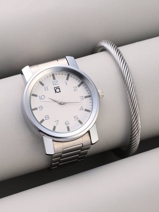 The Daily Round Watch With Cuff Bracelet Combo