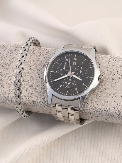The Grind Four-Dial Round Watch With Cuff Bracelet Combo