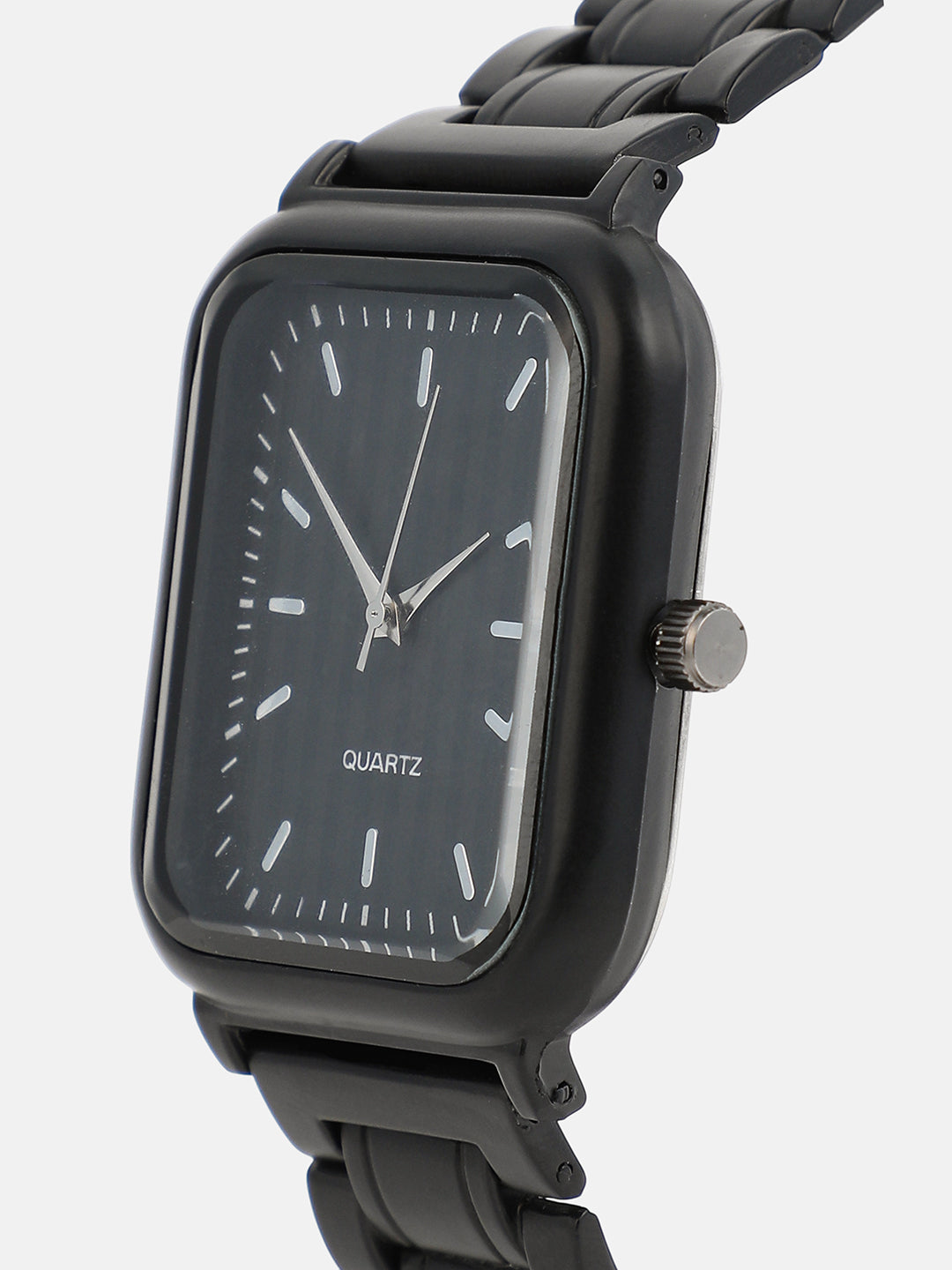 The Noir Rectangular Watch With Chain Bracelet Combo