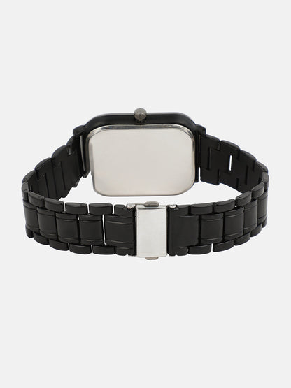 The Noir Rectangular Watch With Chain Bracelet Combo