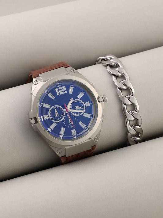 The Aetheris Round Watch With Link Bracelet Combo