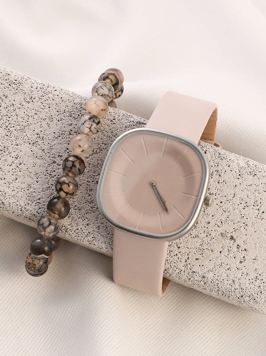 The Off-Duty Cushion Watch With Beaded Bracelet Combo