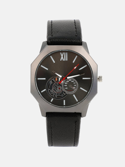 The Formula Leather Round Watch With Beaded Bracelet Combo