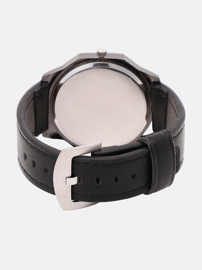 The Formula Leather Round Watch With Beaded Bracelet Combo