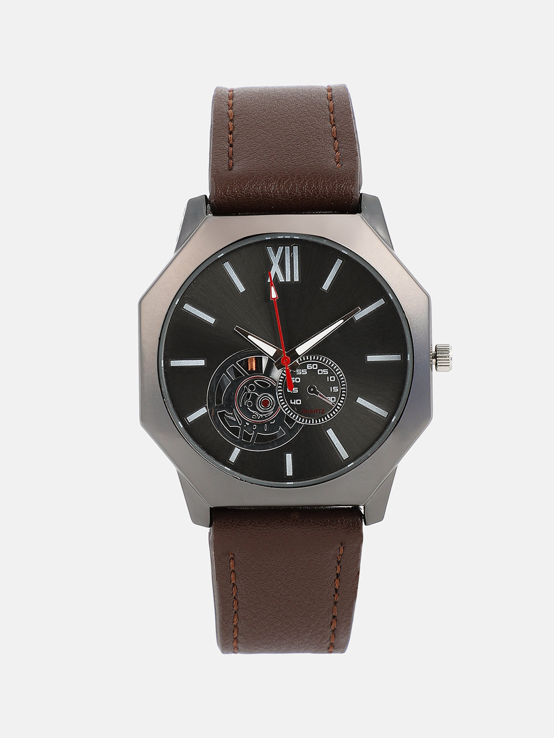 The Formula Leather Round Watch With Beaded Bracelet Combo