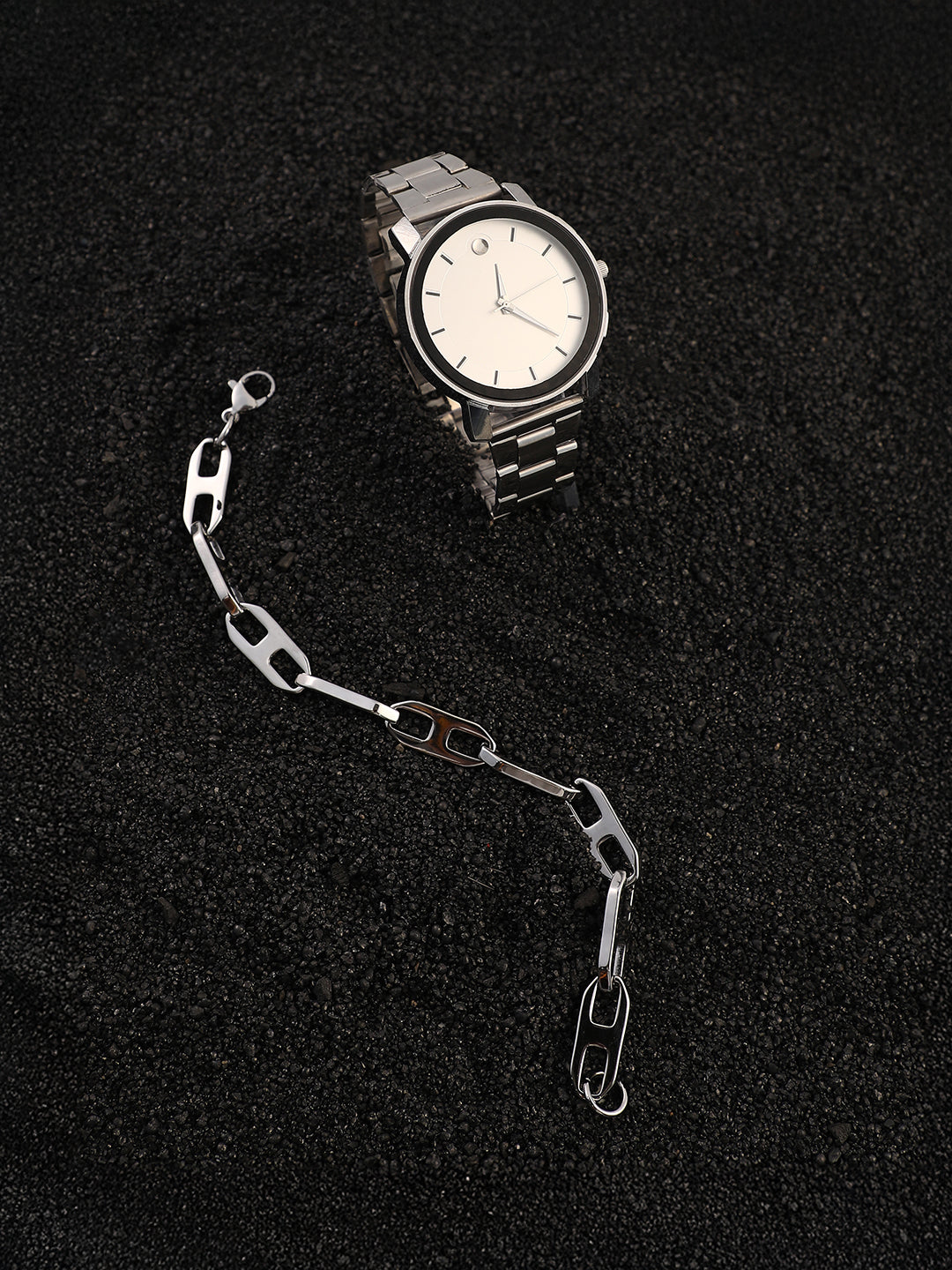 The Bijou Round Watch With Chain Bracelet Combo