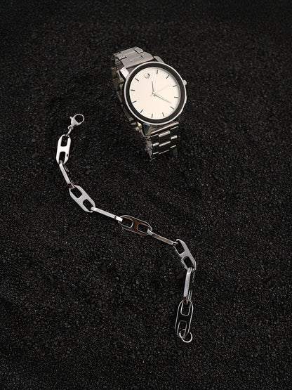 The Bijou Round Watch With Chain Bracelet Combo