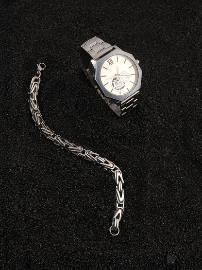 The Formula Chain Round Watch With Chain Bracelet Combo