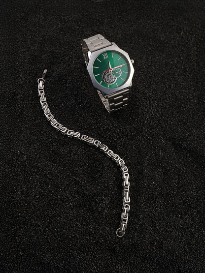 The Formula Chain Round Watch With Chain Bracelet Combo