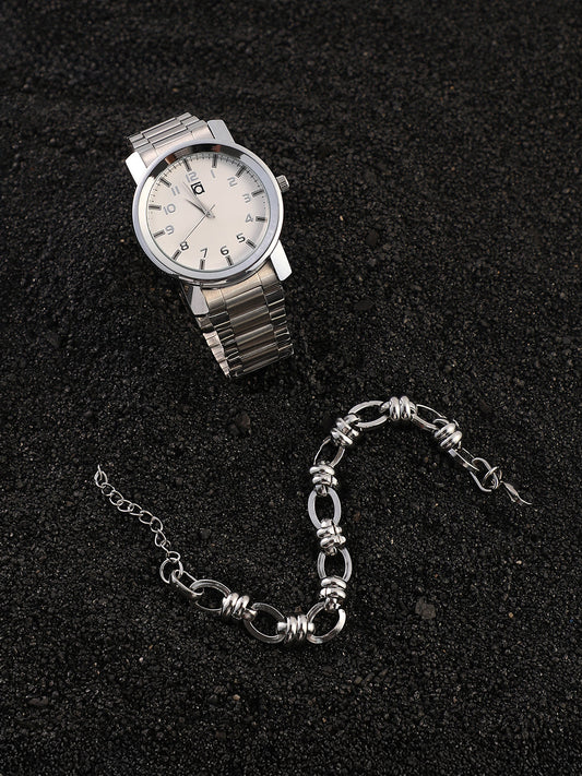 The Daily Round Watch With Link Bracelet Combo